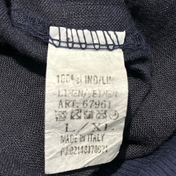 AMO Sz L-XL 100% Linen Harem Gathered Hem Polka Dots Soft Waist Slinky Pants - Picture 9 of 9